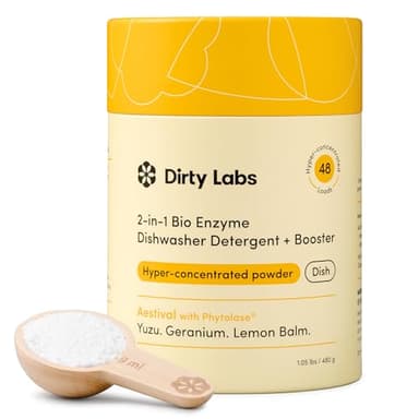 Dirty Labs | Dishwasher Detergent and Booster | Aestival Scent | 48 Loads (1 lb) | Ultra Clean, Spot Free, Quick Wash Optimized | Hyper Concentrated