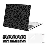 MOSISO Compatible with MacBook Pro 13 inch Case M2 2025, 2024, 2023, 2022, 2021-2016 A2338 M1 A2251 A2289 A2159 A1989 A1708 A1706, Plastic Leopard Grain Hard Case&Keyboard Cover&Screen Protector,Black