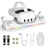 Charging Dock for Oculus Quest 3S/Quest 3, Magnetic Charging Station for Meta Quest 3S VR Headset & Controllers, with 2 Rechargeable 2100mAh Batteries, USB-C Charger and Cable, Supports LED Indicator