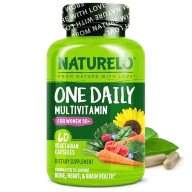 NATURELO One Daily Multivitamin for Women 50+ (Iron Free) - Menopause Support for Women Over 50 - Whole Food Supplement - Non-GMO - No Soy - 60 Capsules - 2 Month Supply