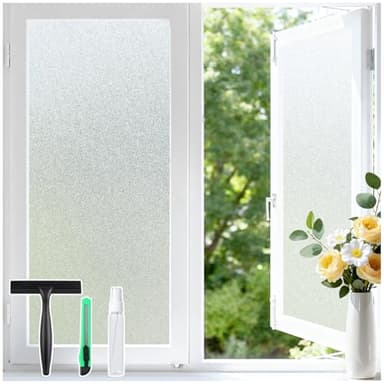 Haton Window Privacy Film Frosted Glass Film for Door Bathroom Shower, Peel & Stick, Day & Night, Papel para Ventanas Privacidad, Covering Sticker Removable Decorative Translucent Pure 17.5" x 78.7"