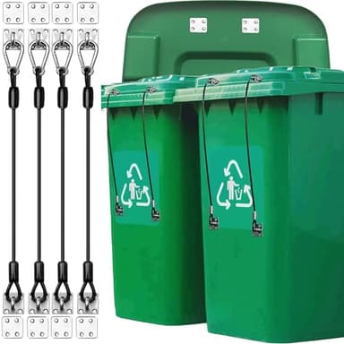 Trash Can Locks Garbage Can Lid Locks for Animals, Bear Raccoon Squirrel Dog Proof Trash Can Lock, Weather-Resistant Universal Trash Bin Lock for Outdoor Trash Cans with Stainless Steel Hasps, 4 PCS