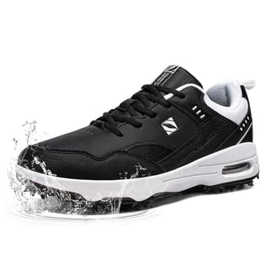 FENLERN Men's Golf Shoes Spike Waterproof Non Slip Golf Shoes for Men Comfortable Cushion F059, Black 12