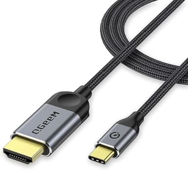 QGeeM USB C to HDMI Cable Adapter 6FT 4K, USB Type C to HDMI Thunderbolt 3/4 Compatible for iPhone 16, Galaxy, MacBook Pro/air, IPad pro, Surface,Dell XPS, HP, Thinkpad, Pixelbook, and More