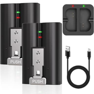 Ring Battery 2-Pack with Charger Station Replacement Battery 6040mAh Rechargeable Camera Batteries Compatible with Ring-Doorbell 2/3/3 Plus/4,Solar Floodlight,Upgraded Lithium Li-ion Batteries 3.65V
