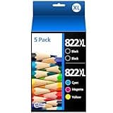 822XL Ink Cartridges Remanufactured Replacement for Epson 822XL Ink Cartridges for Epson 822 822 XL 822XL Ink Cartridges Combo Pack Work for Pro WF-3820 WF-4820 WF-4830 WF-4833 Printer（5 Pack）