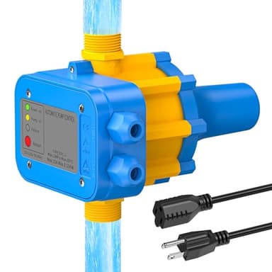 Smart Pressure Switch for Well Pump, Automatic Water Pumps Switch, Dry-running Protection for Submersible/Shallow Well/Garden/Jet/Self-priming Pump, Power&Pump Cable Included, 110V-120V