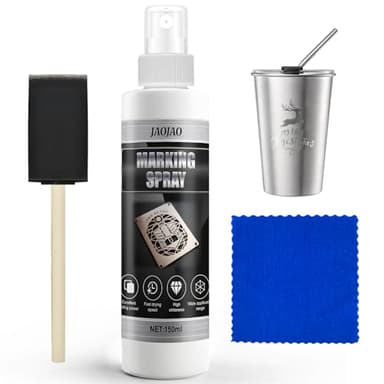 JAOJAO Marking Spray, High Contrast Permanent Marking Fluid Fast Drying Water Based Safe for Metal Glass and Plastic Surface Engraving Pretreatment, 150ml