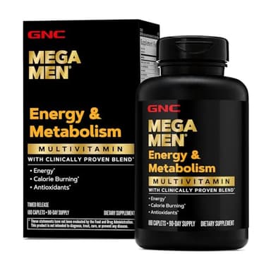 GNC Mega Men Energy & Metabolism Multivitamin | Antioxidants and Increased Calorie Burning | 180 Count