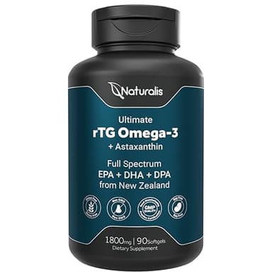 Naturalis Ultimate rTG Omega 3 Fish Oil 1800mg from Wild New Zealand Tuna | IFOS Certified & Sustainably Sourced | Full Spectrum Omega3s EPA, DHA & DPA | 90 Softgels