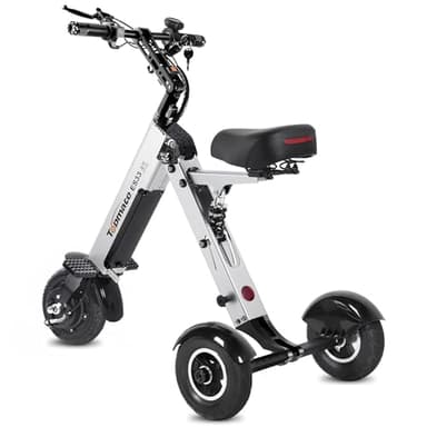 TopMate ES33 Powered Mobility Scooter 3 Wheels Foldable Trike with Seat for Adults, Lightweight Electric Scooter with Removable 36V 7.8AH Battery, Reverse Function & Key Switch for Commute and Travel