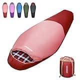WKFAMOUT Cold Weather Mummy Sleeping Bag Flannel 0 Degree Winter Sleeping Bag Machine Washable Heavy Duty for Adults,Teenager with Compression Sack 4 Seasons for Camping Hiking Traveling