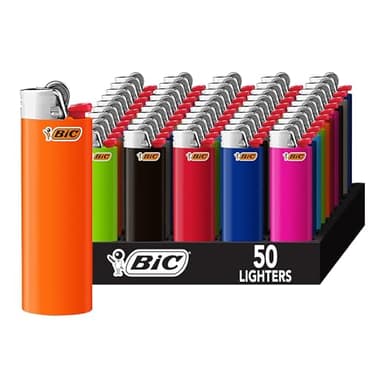 BIC Classic Lighter, Assorted Colors, 50-Count Tray, Up to 2x the Lights (Assortment of Colors May Vary)