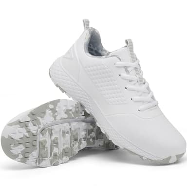 ULTIANT Women Golf Shoes Spikeless Waterproof Golf Sport Sneakers Size5-10(White_Grey,39)