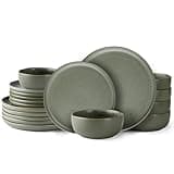 AmorArc Ceramic Dinnerware Sets, Wavy Rim Stoneware Plates and Bowls Sets, Highly Chip and Crack Resistant | Dishwasher & Microwave & Oven Safe Dishes set, Service for 6 (18pc)