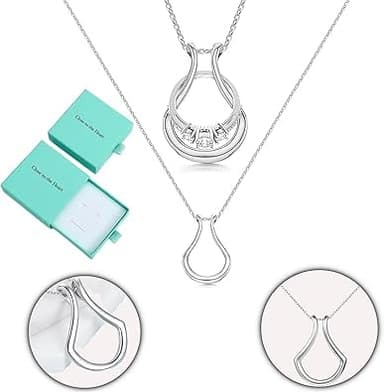 Close to the Heart Ring Holder Necklace - Silver Wedding Engagement Ring Keeper Necklace for Women Birthday Gift for Wife (Silver)