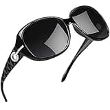 Joopin Big Sunglasses for Women Trendy Rectangle Black Shades Ladies Large Sun Glasses Polarized UV Protection Rhinestone Shady Rays Sunnies