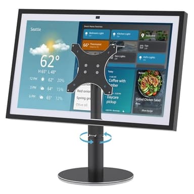 Almoz Desk Stand for Echo Show 21, Echo Show 15 (All Generations), Raises Up to 9.5" from Desk, Tilt and Swivel Mount for Alexa Echo Show 21, No Tools Required, Stable Centered Rod Design (UP-Blcak)
