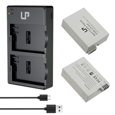 LP LP-E8 Battery Charger Pack, 2-Pack Battery & Dual Slot Charger, Compatible with Canon EOS Rebel T2i, T3i, T4i, T5i, 550D, 600D, 650D, 700D, Kiss X4, X5, X6i, X7i Cameras &More(Not for T2 T3 T4 T5)