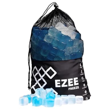 Ezee Freeze Reusable Ice Cubes for Coolers - Mega Freeze 10.5 lb Bag, 335 Blue Ice Cubes Use in Drinks, Lunch Boxes, Fishing, Refreezable Party Ice, Ice Bath