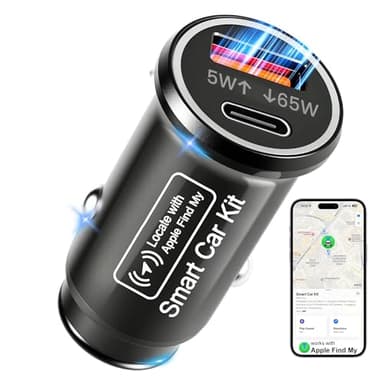 GPS Tracker for Vehicles, Tracking Devices for Cars Hidden, Undetectable GPS Tracker for Car with High-Speed 65W Dual Port USB-C Car Charger No Monthly Fee No SIM Card Required, Tracker for iOS Only