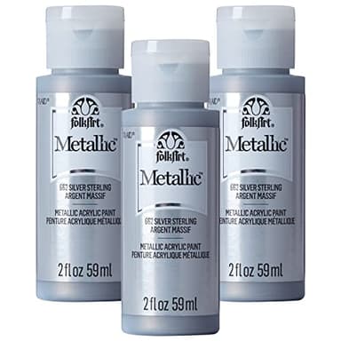 FolkArt Metallic Acrylic Paint, Silver Sterling (Pack of 3) 2 oz, 662A- (Pack of 3)