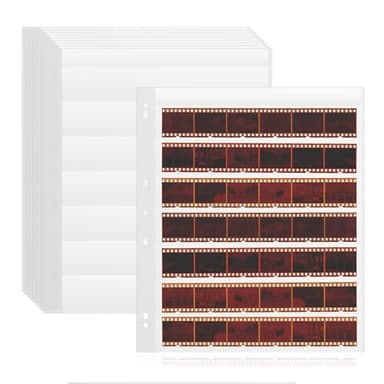 25 Pcs 35mm Negative Sleeves - Acid-Free Archival Film Negative Storage Pages, Pages Holds 7 Strips of 6 Frames - Compatible with 3-Ring Binders for Organizing 35mm Film