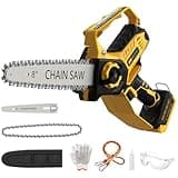 Mini Chainsaw for Dewalt 20V Max Battery, 8-Inch and 6-Inch 2-IN-1 Cordless Electric Chain saw with Brushless Motor and Auto-Oiler, 800W Hand Mini Chainsaw for Tree Pruning Wood Cutting(No Battery)