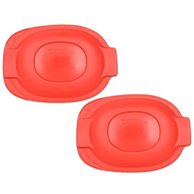 Pyrex 702-PC 2.5 Quart Oval Red Plastic Replacement Lid Cover for Glass Roaster Dish - 2 Pack