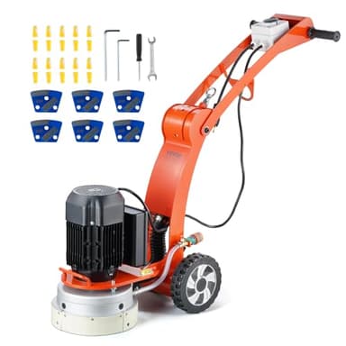 VEVOR 10" Electric Concrete Floor Grinder, 1.7HP Walk-Behind Polisher, 1300W Grinding Machine with 1720RPM Brushless Motor, Heavy-Duty Surfacing Tool for Granite and Concrete Floors