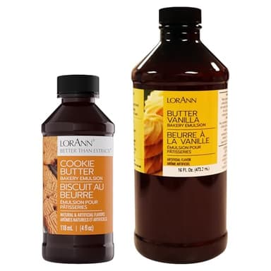 LorAnn Oils Butter Vanilla Bakery Emulsion 16oz Bundled with Cookie Butter Bakery Emulsion 4oz