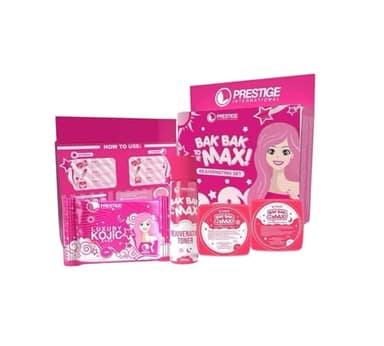 Prestige International Bak Bak to the Max Rejuvenating Skincare Set with Luxury Kojic Soap, Toner, Pink