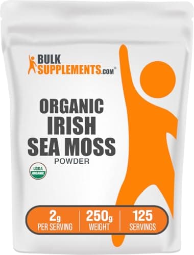 BulkSupplements.com Organic Irish Sea Moss Powder - Sea Moss Supplement, Superfood Supplement - Vegan & Gluten Free, 2g per Serving 250g (8.8 oz) (Pack of 1)