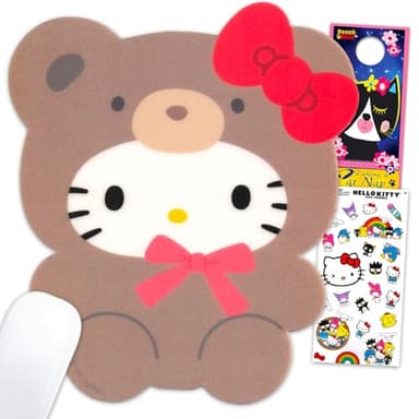 Hello Kitty Mouse Pad - Sanrio Office Supplies Bundle with Sanrio Mousepad with Anti-Slip Rubber Base for Computers Laptop Plus Stickers, More | Hello Kitty Desk Accessories