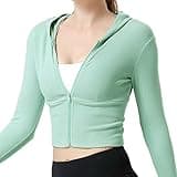 Sports Jackets for Women Zip Up Define Soft Handfeel Crop Top Warm-Up Cotton Coat Hoodie Athletic Active Work Out Ribbed Outfits Tracksuit Green Large