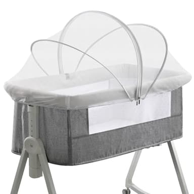 Bassinet Cover for Cats - Mosquito Net Cover for Bassinet Bedside Sleeper Travel Crib to Keep Cats Out - Breathable Baby Mosquito Net with 2-Way Zipper (White-Small)