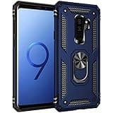 Dishibei Military Grade Drop Impact for Samsung Galaxy S9 Plus Case 360 Metal Rotating Ring Kickstand Holder Magnetic Car Mount Armor Heavy Duty Case for Galaxy S9+ Phone Protection Case (Blue)