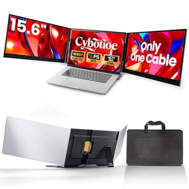 Cybotioe One Cable Connection Laptop Screen Extender Monitor Portable, Ultra Thin 15.6" 1080P FHD Triple Screen,Fit for 13-17" Laptop, Plug & Play Compatiable with Win/Mac/Chrome/Android