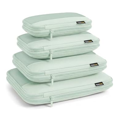 SOARSAIL 4 Piece Compression Packing Cubes for 3–7 Day Travel, Lightweight Travel Organizers with Breathable Mesh, Double-Zipper Packing Cubes for Carry-On & Suitcases (Light Green)
