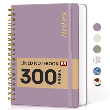 Lined Spiral Notebook Journal for Work, 300 Pages Thick B5 (7.1"x10") College Ruled Journal for Women & Writing, Hardcover Notebook for Note Taking, Perfect for Office Home School Supplies, Purple