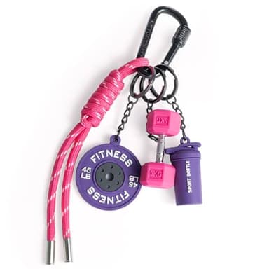 Sinsiot Dumbbell & Weights Keychain, Bag Purse Charms Gift for fitness Women and Men, Cute Mini Car Key Chains for Gym