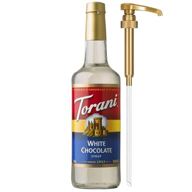 Torani Coffee Syrup, White Chocolate Flavored Syrup for Drinks, Glass Bottle with Pump Included, 25.4 Fl Oz