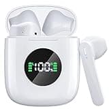 Ear Buds Bluetooth Headphones 50H Playtime Wireless Earbuds with Wireless Charging Case Dual LED Display Bluetooth earbuds Deep Bass Stereo in Ear Headphones for Smartphone Laptop Sports Workout White