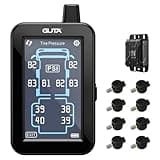 GUTA Tire Pressure Monitoring System, Trailer TPMS with Color Touchscreen Display & 8 Flow Thru Sensor, 6 Alert Modes, Signal Booster, Tire Pressure Monitor for RV, Camper, Semi, 5th Wheel (0-188PSI)