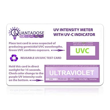 QuantaDose® UVC Light Test Card with UVC Light Wavelength Indicator and Photochromic UV Intensity Test