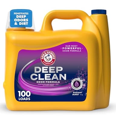 ARM & HAMMER Deep Clean Odor Formula Liquid Laundry Detergent, Radiant Burst Scent, 150 Fl Oz, 100 Loads