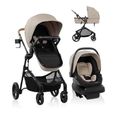 Evenflo Pivot NXT Travel System with LiteMax NXT Infant Car Seat (Latte Tan)