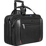 EMPSIGN Rolling Briefcase Laptop Bag,17.3" Computer bag with wheels, Water Repellent Travel Roller Underseat Bag with RFID Blocking Pocket,Rolling Work Bags for women/men -Black