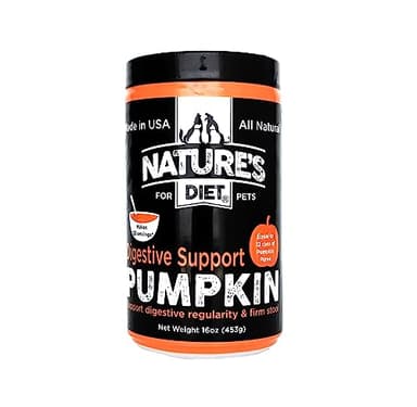 Nature's Diet Pet Dried Pumpkin Powder Digestive Support Natural Fiber for Firm Stool, Regularity (16 oz = 53 Servings)