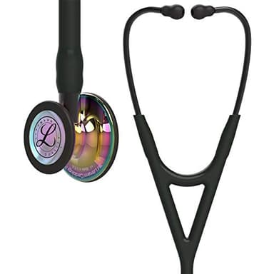 3M Littmann Cardiology IV Diagnostic Stethoscope, 6240, More Than 2X as Loud, Weighs Less, Stainless Steel High Polish Rainbow-Finish Chestpiece, 27" Black Tube, Smoke Stem, and Headset